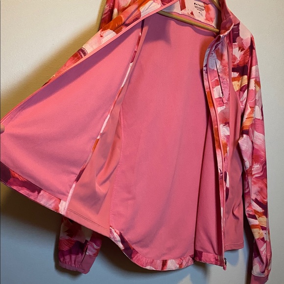 Athleta Run With It Printed Jacket Women’s Medium Pink Floral Athletic Full Zip - Picture 8 of 17